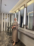 Işıltılı Taş Detaylı Vizon Şifon Tesettür Elbise